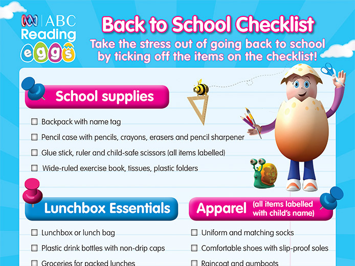 free back to school checklist